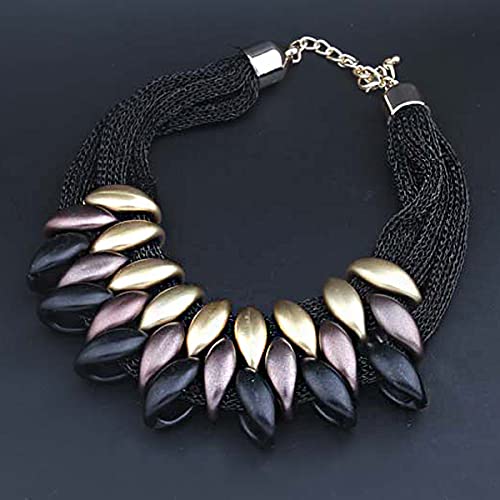 Yellow Chimes Choker Necklace for Women Thick Black Multicolour Leafy Choker Necklace for Women and Girls.