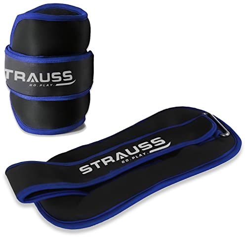 Strauss Ankle Weights for Exercise & Fitness|Adjustable Round Belt Design|Leg Weights for Strength Training,Walking Running, Jogging,Exercise & Gym Workout|Comfortable & Durable| 1Kg(Each)(Blue Pair)