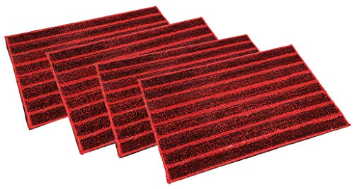 Kuber Industries Soft Cotton Blend Anti Slip 4 Pieces Door Mat 16"x24"(Maroon) CTKTC33400