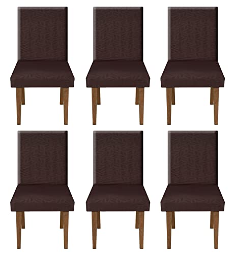 Kuber Industries Leaf Printed Elastic Stretchable Polyster Chair Cover for Home, Office, Hotels, Wedding Banquet- Pack of 6 (Brown)-50KM01005