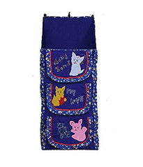 Baby Almirah Hanging Four Cabinet for Kids (Blue Round Zip)