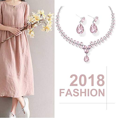 Yellow Chimes AD Crystal Elements Delicate Drop Design Sparkling Colors Fascinating Necklace Set with Earrings for Women