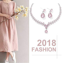 Yellow Chimes AD Crystal Elements Delicate Drop Design Sparkling Colors Fascinating Necklace Set with Earrings for Women