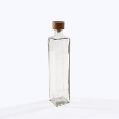 Buy Frosted Chevron Glass Bottle with Brown Wood Stopper Online - Ellementry