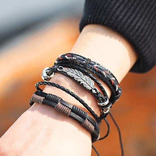 Eye-Catching High-Quality Design Silver & Black Color Bracelet in Leather  for Men - Style B174 – Soni Fashion®