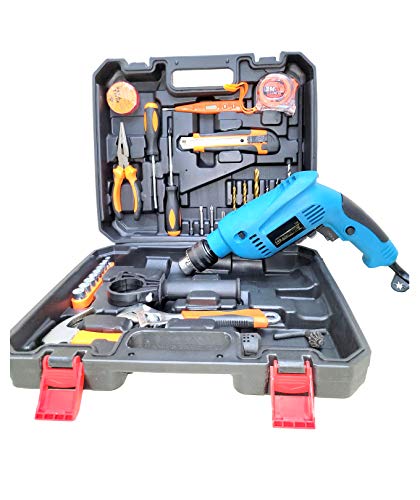 Cheston Powerful Impact Drill Machine Cum Screwdriver Kit 13mm Chuck with 28 Pieces Tools and Accessories for Drilling; Screw-Driving, blue (CH-EID200)