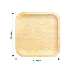 Kuber Industries Pack of 50 Disposable Palm Leaf Plates | Microwave & Oven Safe | Compostable, Biodegradable, Disposable Tableware | Eco-Friendly Use & Throw Plates | Party, Dinner Plate |10*10 Inch