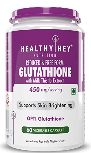 HealthyHey Nutrition Reduced Glutathione with Milk Thistle - Support Skin Lightening & Liver Health - Produced in Japan - 60 Veg Capsules