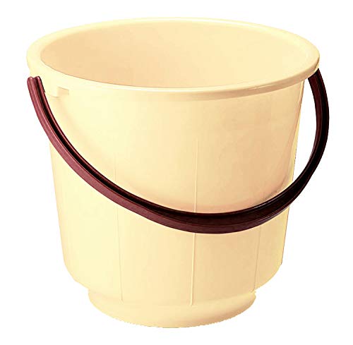 Kuber Industries Unbreakable Strong Plastic Bathroom Bucket 13 LTR (Cream) -CTKTC037894