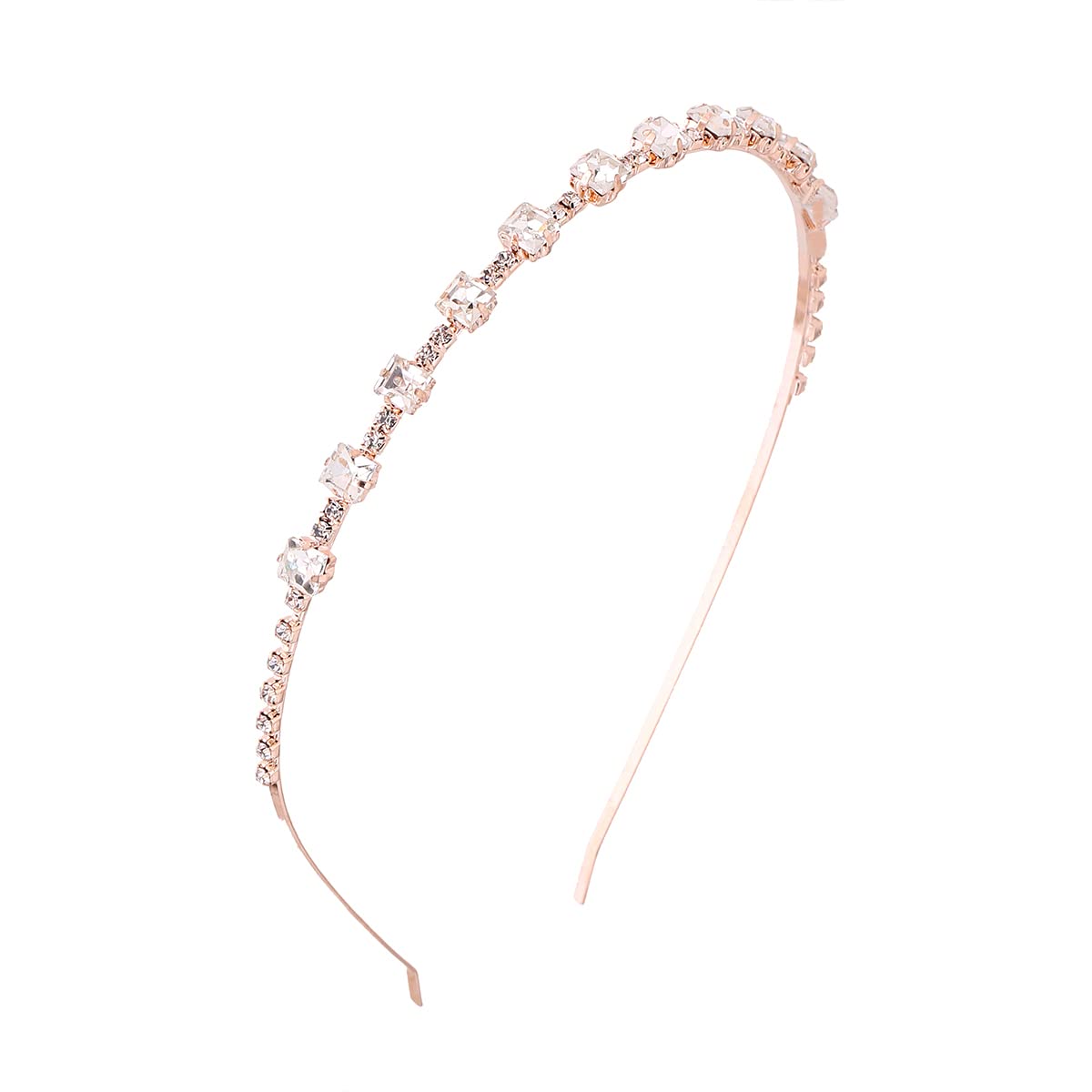 Yellow Chimes Hair Band for Girls & Women Hair Accessories for Women Hairband for Women Head Band Bridal Crystal Headpeice Hairband for Women Birthday Gift for Women & Girls (Rosegold Hair Band)