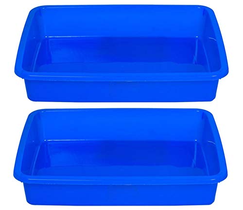 Kuber Industries Plastic 2 Pieces Small Size Stationary Office Tray, File Tray, Document Tray, Paper Tray A4 Documents/Papers/Letters/Folders Holder Desk Organizer (Blue)-Ctktc42783