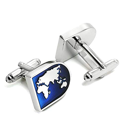 Yellow Chimes Exclusive Collection World Map Designer Cuff Links by Yellow Chimes Silver Plated Cufflink for Men Formal / Casual Cufflinks for Men