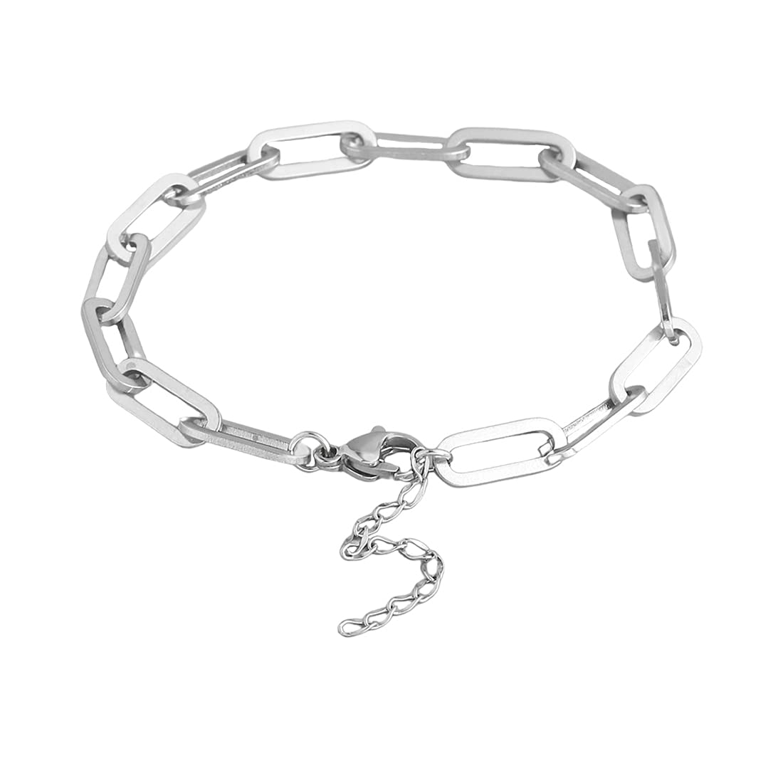 Single Row Zircon Chain Paperclip Design Bracelets Dainty - Temu