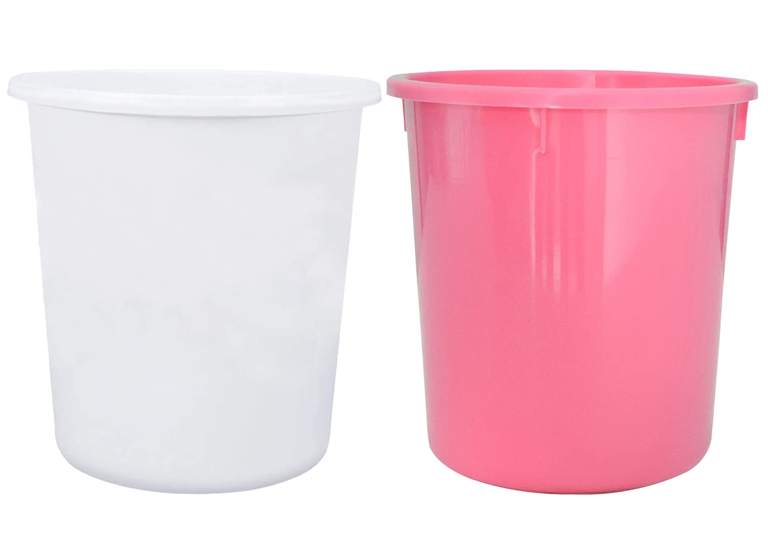 Kuber Industries Plastic Open Dustbin, Trash Bin, Garbage Bin, Waste Bin, 5Ltr.- Pack of 2 (Pink & White)-47KM01074