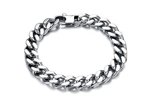 Yellow Chimes Bold Style Cuban Chain Stainless Steel by Yellow Chimes Silver Strand Bracelet for Men (Silver) (YCFJBR-122CHIN-SL)