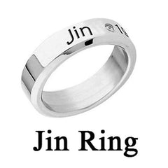 Yellow Chimes Rings for Men Kpop BTS Band Jin Name and DOB Stainless Steel Silver Band Ring for Men and Boy's.