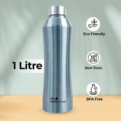 The Better Home 1 litre Stainless Steel Water Bottle | Leak Proof, Durable & Rust Proof | Non-Toxic & BPA Free Eco Friendly Stainless Steel Water Bottle | Pack of 1 Metalic Blue