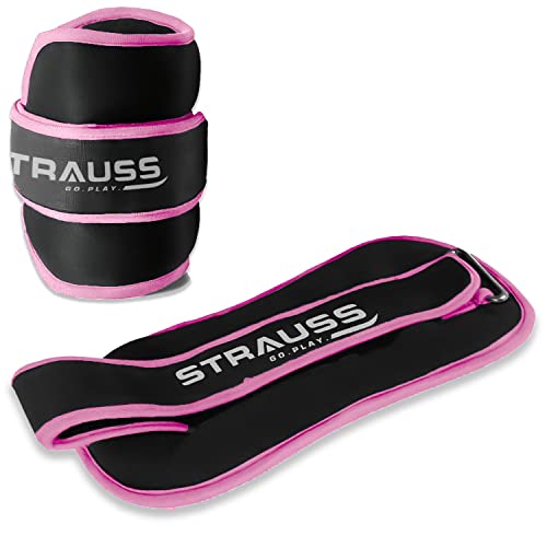 Strauss Ankle Weights for Exercise & Fitness|Adjustable Round Belt Design|Leg Weights for Strength Training,Walking,Running, Jogging,Exercise & Gym Workout|Comfortable & Durable|0.5Kg(Each)(Pink Pair)