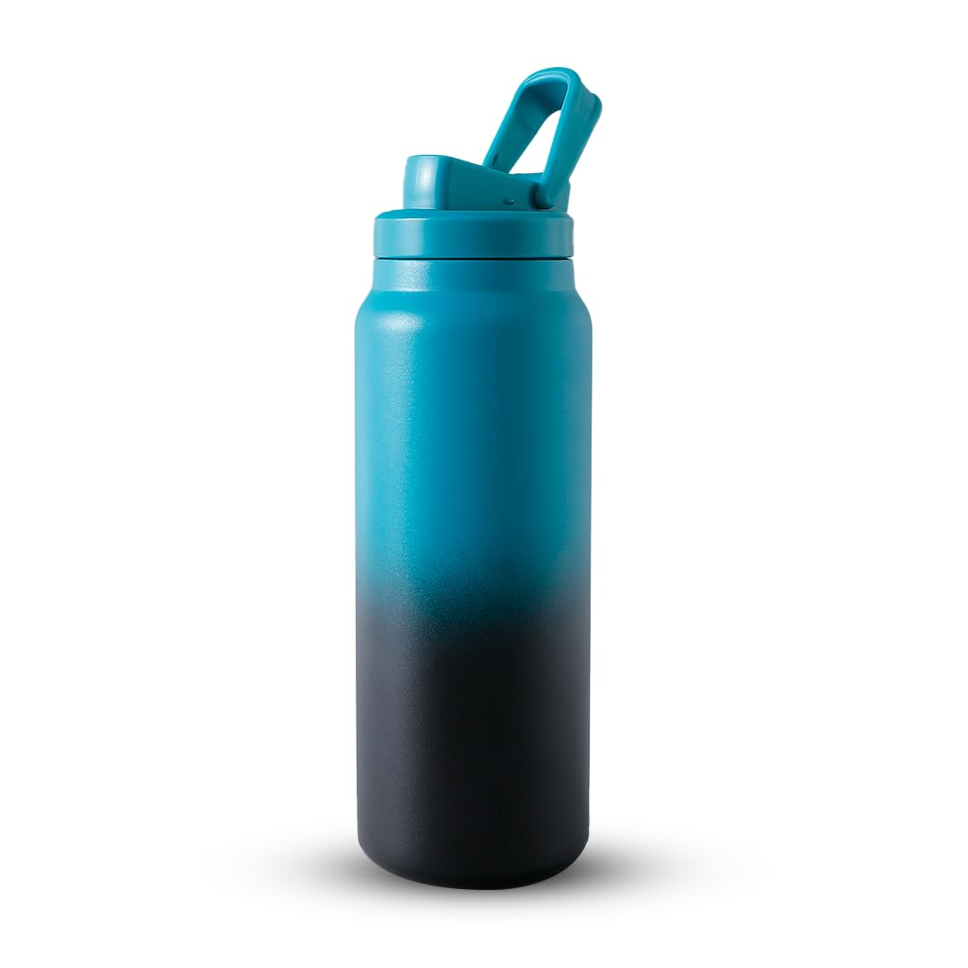 UMAI Stainless Steel Vacuum Insulated Water Bottle | 900 ml | Keeps Contents Cold/Warm Upto 6-12 Hours | BPA Free | Gym | Office | Home | Travel (Teal-Black)