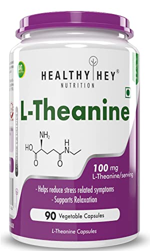 HealthyHey L-Theanine-Support Relaxation - 90 Vegetarian Capsules (Pack of 1)