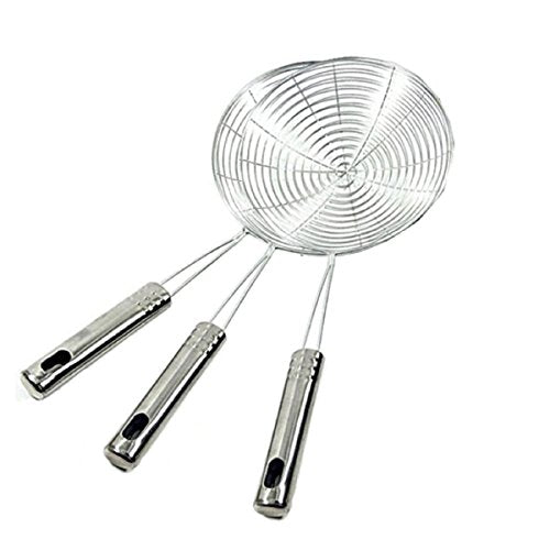 Kuber Industries Deep Fry/Mesh Strainer/Jhara/Puri Strainer Set of 3 Pcs (16 & 18 & 20 cm) Code-STJ21, Silver, Standard (Jhara21)