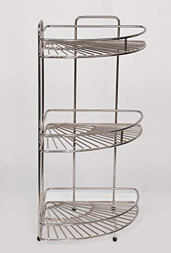 Kuber Industries Stainless Steel Multipurpose Storage Corner Rack Stand/Shelf Kitchen Rack, (Silver)-KUBMART2852