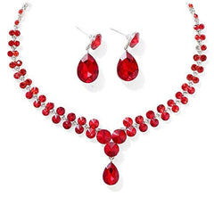 Yellow Chimes AD Crystal Elements Delicate Drop Design Sparkling Colors Fascinating Necklace Set with Earrings for Women