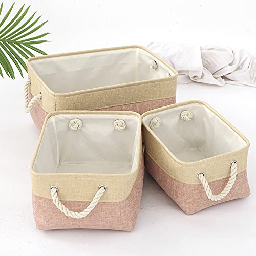 Homestic Stackable Storage Basket|Foldable Toy Storage Bin|Wardrobe Organizer For Clothes|3 Different Sizes (Brown & Cream)