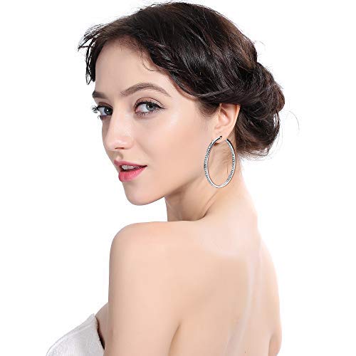 Yellow Chimes Exclusive Crystal Platinum Plated Latest Fashion Hoops Earrings for Women and Girls