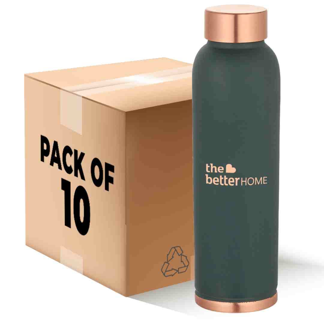 The Better Home 1000 Copper Water Bottle (900ml) | 100% Pure Copper Bottle | BPA Free Water Bottle with Anti Oxidant Properties of Copper | Teal (Pack of 10)