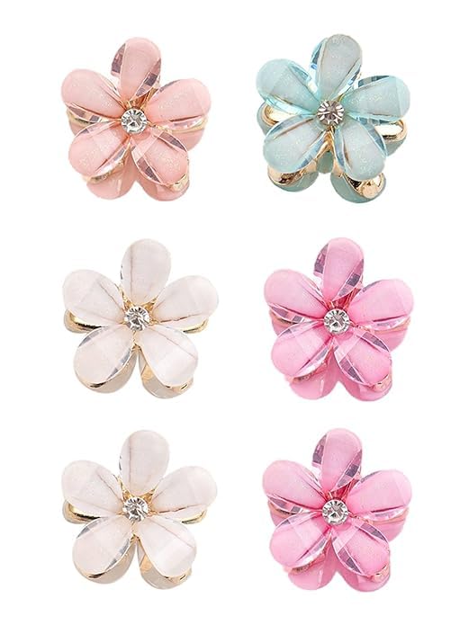 Kairangi Hair Clips for Girls Kids Hair Accessories for Girls Hair Claw Clips for Girls Kids Multicolor floral Small Claw Clip 6 Pcs Mini Hair Claw Clips for Girls Baby's Clutchers for Hair