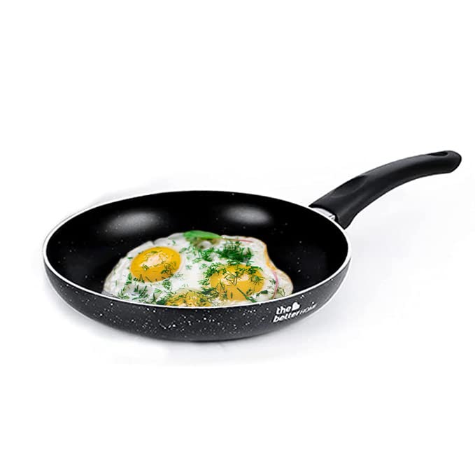 The Better Home Non Stick Frying Pan 24cm (3mm Thickness) | Gas & Induction Fry Pan Non Stick | Granite Frying Pan | Fish Fry Pan | Egg Cooking Pan | Tava Pan Cake Frying Pan | Minimal Oil Cooking