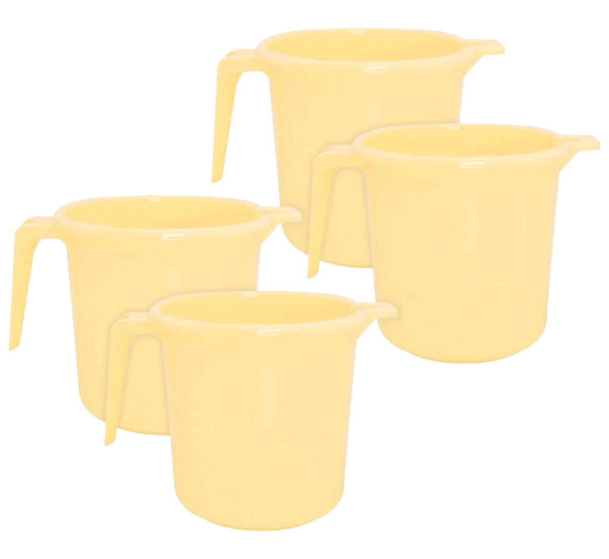 Heart Home Small Plastic Bathroom Mug, 1 Litre- Pack of 4 (Cream)-50HH0799