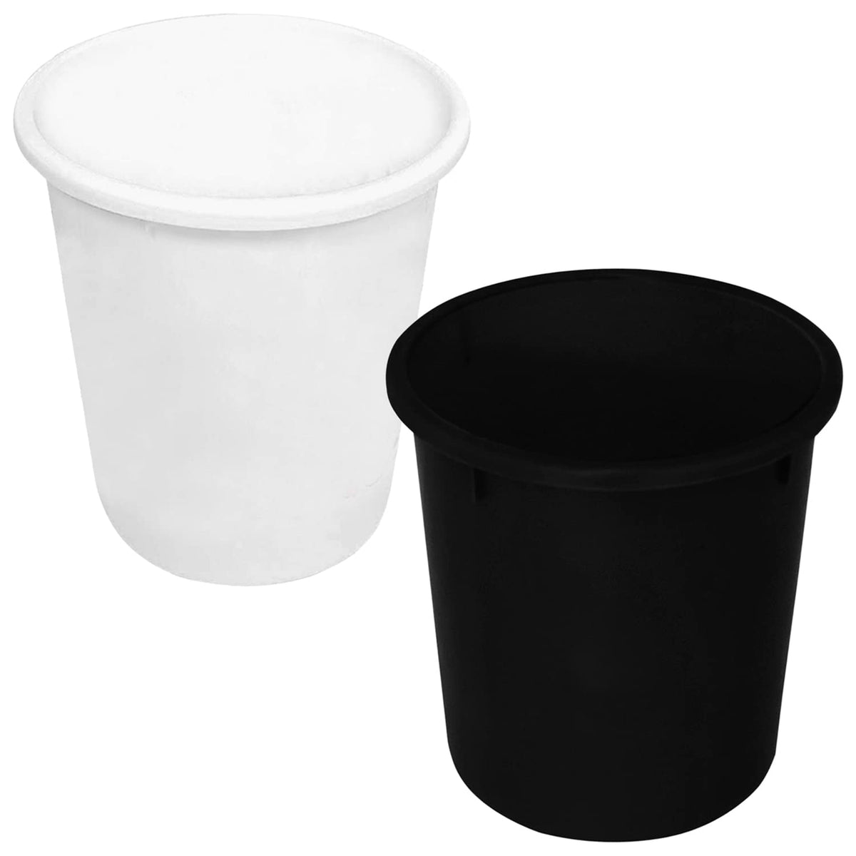 Heart Home Plastic Open Dustbin, Garbage Bin For Home, Kitchen, Office, 5Ltr.- Pack of 2 (Black & White)-47HH01069