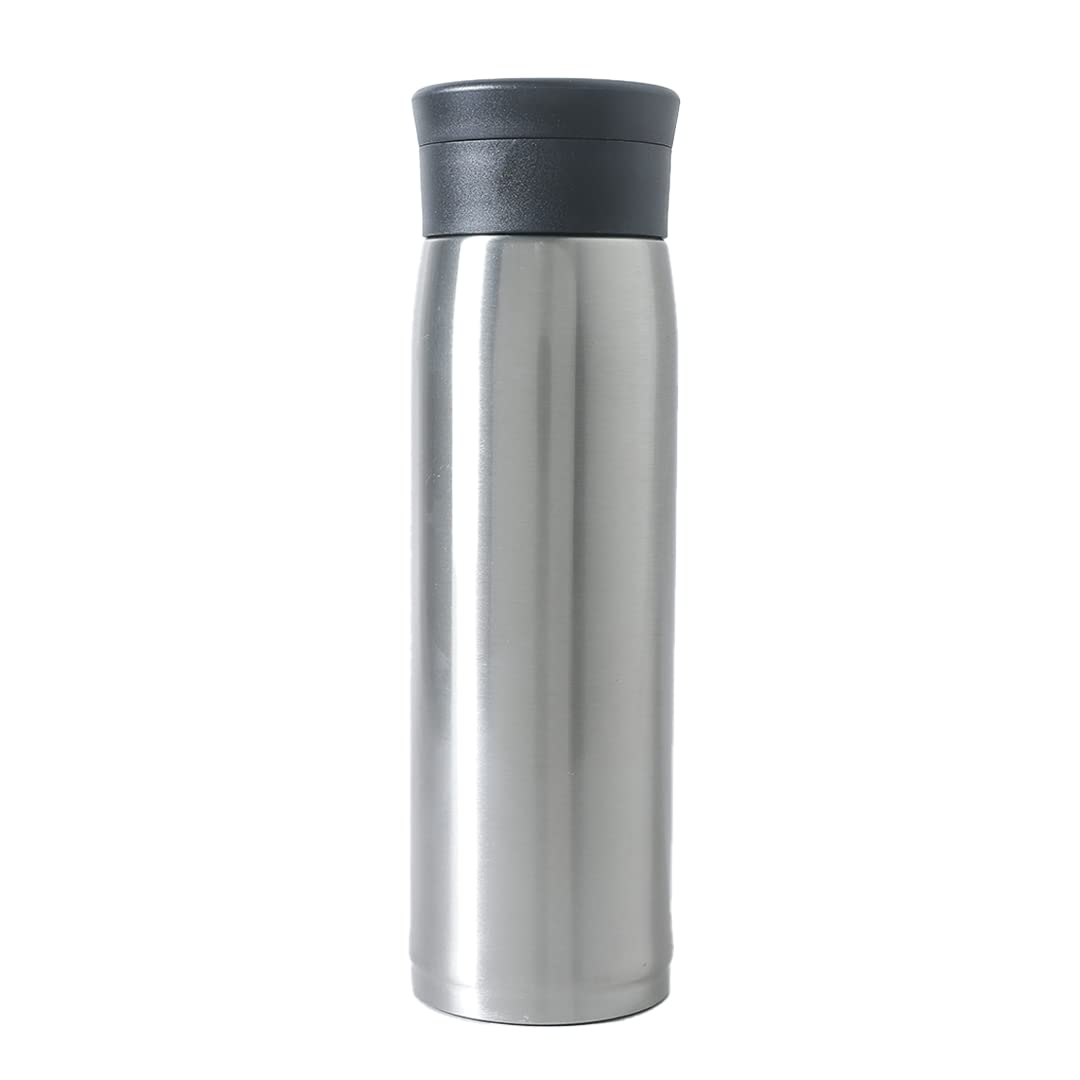 USHA SHRIRAM Insulated Stainless Steel Water Bottle (600ml) | Water Bottle for Home, Office & Kids | Hot for 18 Hours, Cold for 24 Hours | Rust-Free & Leak-Proof (Silver)