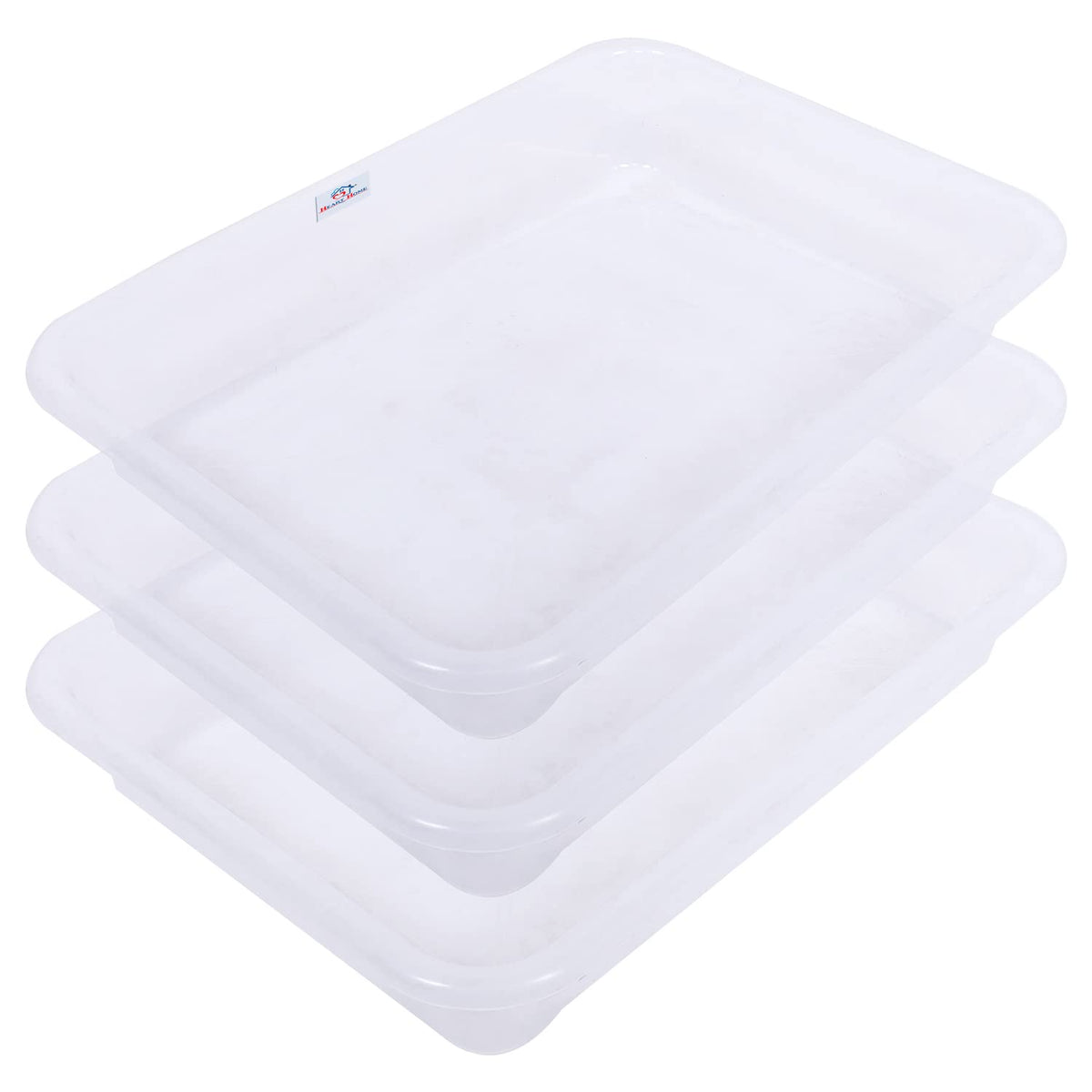 Heart Home Storage Tray|Versatile Plastic Storage Organizer|Rectangular Tray for Kitchen Storage|Storage Tray for Office|Exel Tray 555|Pack of 3 (Transparent)