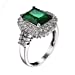 Yellow Chimes Rings for Women Cocktail Style Manmade Emerald Green Ring Square Shaped Cubic Zircon Silver Plated Crystal Rings for Women and Girl's