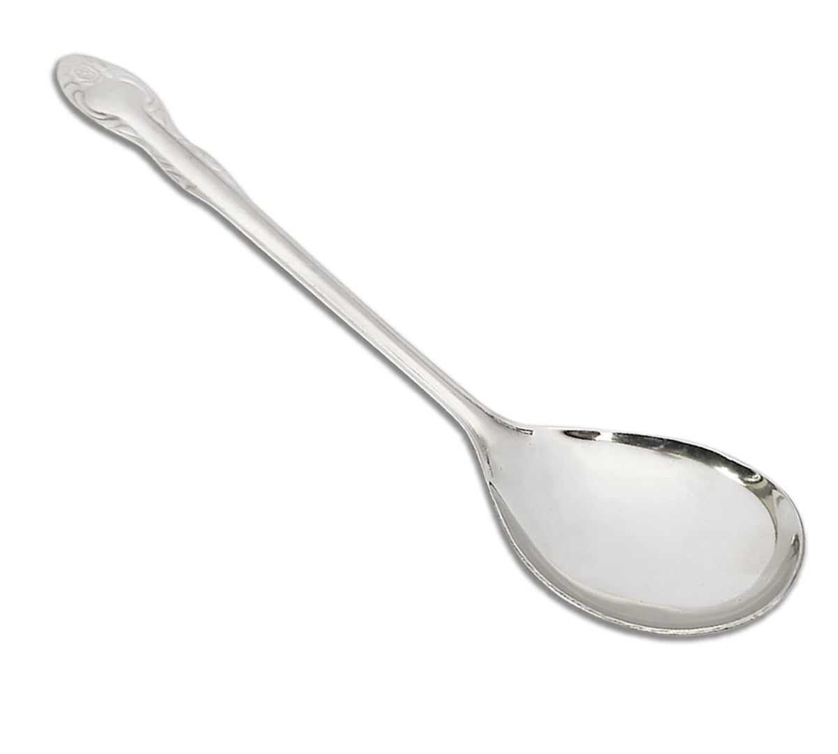 Kuber Industries Stainless Steel Solid Spoon|Chamcha for Cooking & Food Serving (Silver)