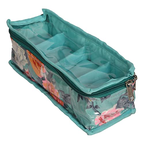 Kuber Industries Multiuses PVC Laminate Flower Print 4 Case Watch Organizer/Bracelet Organizer For Watches, Bracelet (Turquoise) 54KM4299