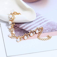 Yellow Chimes Celebrity Choice Classic Adorable Water Pearls Crystals Gold Plated Bracelet for Women and Girls