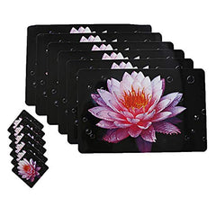 Kuber Industries Lotus Design PVC Dining Table Placemat Set with Tea Coasters (Multicolour) - 6 Pieces