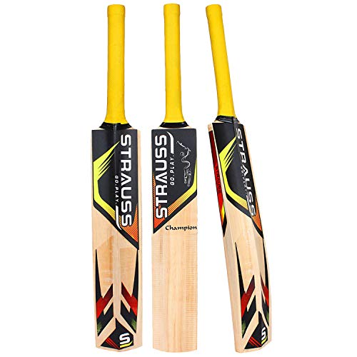 Strauss Cricket Bat | Edition: Champion | Kashmir Willow | Size: 4 | Tennis & Synthetic Ball Cricket Bat | Tennis Cricket Bat