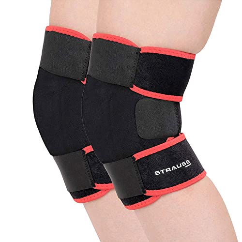 STRAUSS Adjustable Knee Support Patella | Breathable Knee Cap for Knee Pain, Gym Workout, Running, Arthritis and Protection | Knee Brace for Knee Pain Relief | For Men and Women | Size: Free Size, (Black)