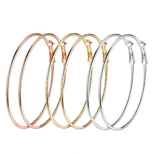 Yellow Chimes Earrings for Women and Girls Fashion Multicolor Hoop Earrings | 3 Pairs Silver Gold Rose Gold Toned Hoops Earring Set | Birthday Gift for Girls & Women Anniversary Gift for Wife