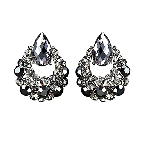 Yellow Chimes Earrings For Women Black Stone Studded Geometrical Stud Drop Earrings For Women and Girls
