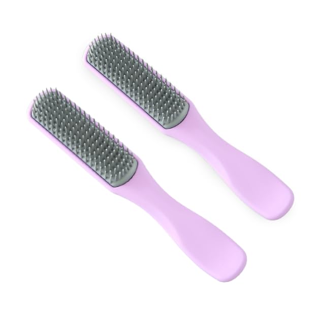 UMAI Flat Hair Brush with Strong & Flexible Bristles | Curl Defining Brush for Thick Curly & Wavy Hair | Small Size | Hair Styling Brush for Women & Men (Purple, Pack of 2)