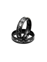Yellow Chimes Rings for Women and Girls Couple Rings | Valentines Special Black HeartBeat Proposal Couple Ring For Girls & Boys | Birthday Gifts For Women Valentine Gift for Girls