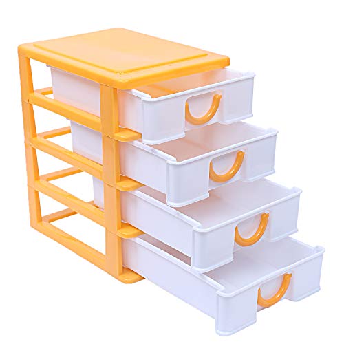 Kuber Industries Plastic Four Layer Drawer Storage Cabinet Box (Yellow)-CTKTC25089