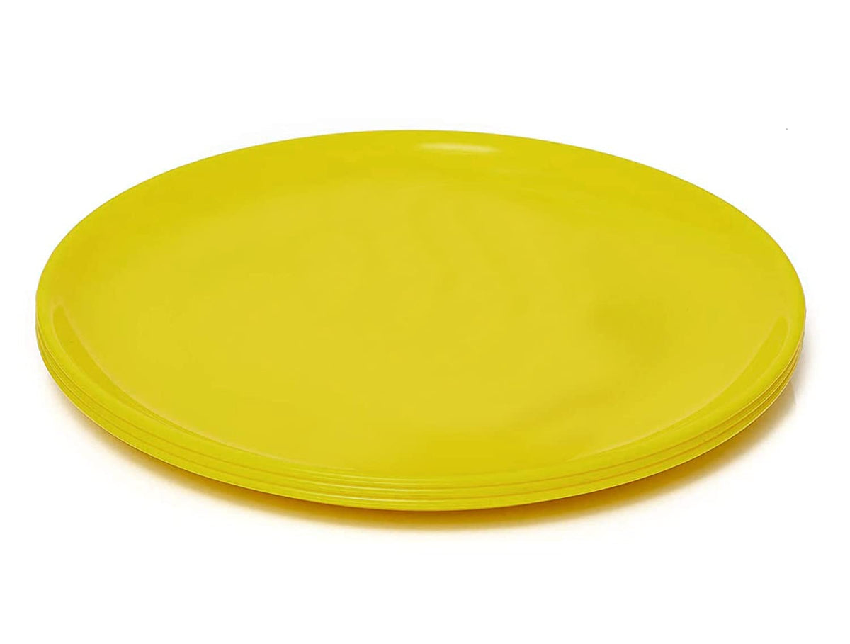 Kuber Industries Round Plastic Microwave/Dishwasher Safe Dinner Plates Set for Families, Parties, Daily Use, Set of 3 (Green), Standard (HS39KUBMART022223)