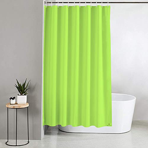 Kuber Industries Polyvinyl Chloride Shower Curtain with Hooks, 70" x 80", Green